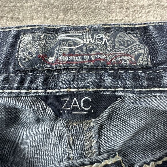 Silver Jeans Co Zac Jeans Mens 36x32 Blue Denim Pants Zip Fly Straight Leg - Picture 2 of 12